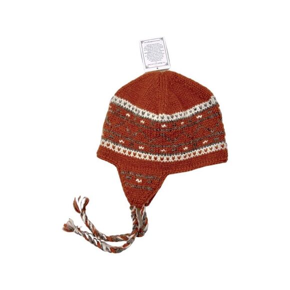 Everest Designs Fair Isle Wool Earflap Hat Orange NWT - Picture 2 of 3